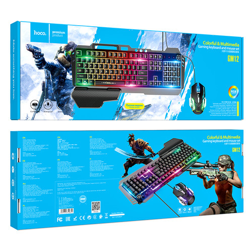 Клавіатура та миша Hoco GM12 Light and shadow RGB gaming Black фото №2