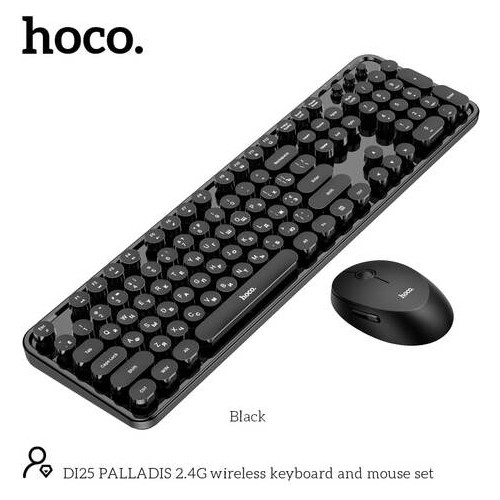 Комп'ютерна Клавіатура та Миша Hoco DI25 PALLADIS 2.4GWireless/Eng-Rus Black фото №1