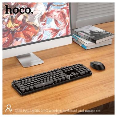 Набір Миша та клавіатура HOCO PALLADIS 2.4 G wireless keyboard and mouse set DI25 (Ukr/Ru/En) чорний фото №8