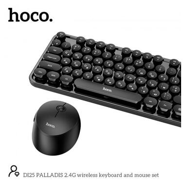 Набір Миша та клавіатура HOCO PALLADIS 2.4 G wireless keyboard and mouse set DI25 (Ukr/Ru/En) чорний фото №5