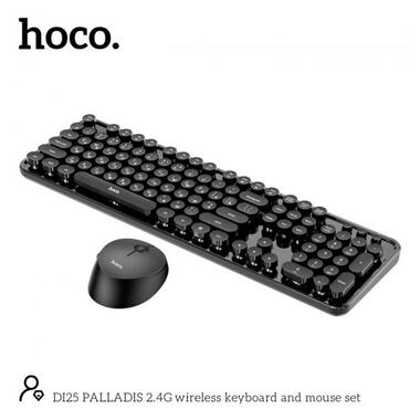 Набір Миша та клавіатура HOCO PALLADIS 2.4 G wireless keyboard and mouse set DI25 (Ukr/Ru/En) чорний фото №4