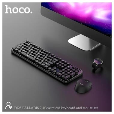Набір Миша та клавіатура HOCO PALLADIS 2.4 G wireless keyboard and mouse set DI25 (Ukr/Ru/En) чорний фото №9