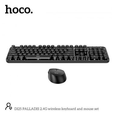 Набір Миша та клавіатура HOCO PALLADIS 2.4 G wireless keyboard and mouse set DI25 (Ukr/Ru/En) чорний фото №2