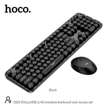 Набір Миша та клавіатура HOCO PALLADIS 2.4 G wireless keyboard and mouse set DI25 (Ukr/Ru/En) чорний фото №3