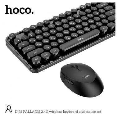 Набір Миша та клавіатура HOCO PALLADIS 2.4 G wireless keyboard and mouse set DI25 (Ukr/Ru/En) чорний фото №6