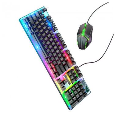 Набір провідна клавіатура та миша Combo HOCO Luminous gaming GM18, чорний фото №5