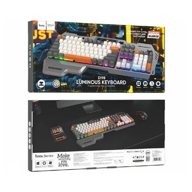 Клавиатура HOCO DI98 Murphy 3-color wired keyboard(Ukrainian version) Star Gray (6942007674232) фото №2