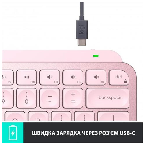 Бездротова клавіатура Logitech MX Keys Mini Wireless Illuminated UA Rose (920-010500) фото №7