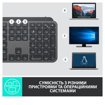 Клавiатура Logitech MX Keys Advanced for Business Wireless Illuminated UA Graphite (920-010251) фото №11