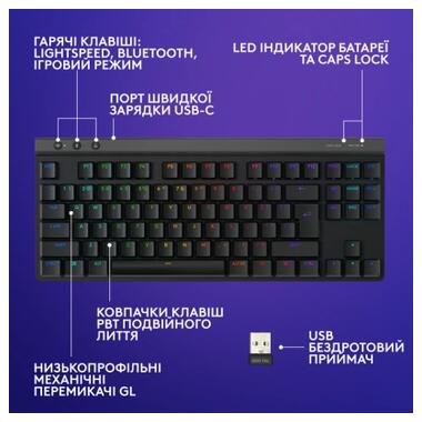 Клавиатура Logitech G515 TKL Lightspeed GL Tactile RGB Wireless/Bluetooth/USB UA Black (920-014075) фото №7