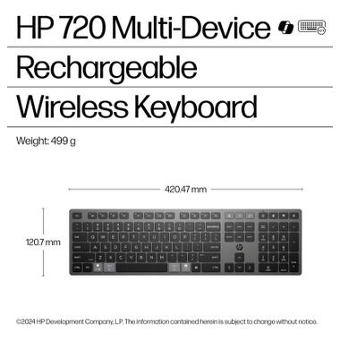 Клавіатура HP 720 Multi-Device Rechargeable Wireless/Bluetooth UA Black (9T5B1AA) фото №6
