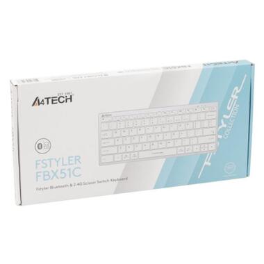 Клавiатура A4Tech FBX51C Wireless/Bluetooth White (FBX51C White) фото №7