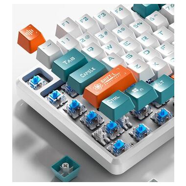 Клавіатура Aula Mechanical F2088 PRO White/Blue, plus 9 Orange keys KRGD blue (6948391234908) фото №5