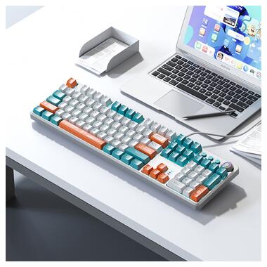 Клавіатура Aula Mechanical F2088 PRO White/Blue, plus 9 Orange keys KRGD blue (6948391234908) фото №2