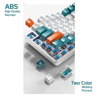 Клавiатура Aula F2088 PRO Plus 9 Orange Keys KRGD Blue USB UA White/Blue (6948391234908) фото №4