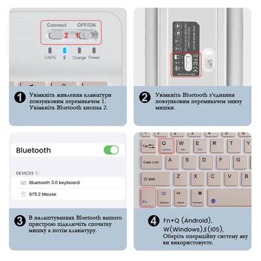 Бездротовий комплект Primo NB01 Bluetooth клавіатура і мишка - Black фото №7
