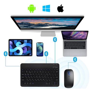Бездротовий комплект Primo NB01 Bluetooth клавіатура і мишка - Black фото №5
