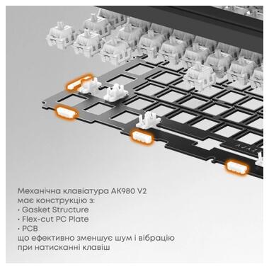 Клавиатура Ajazz AK980 V2 Maillard Switch Wireless/Bluetooth/USB UA Black/Grey/Yellow (AK980-V2-M-BGY) фото №5