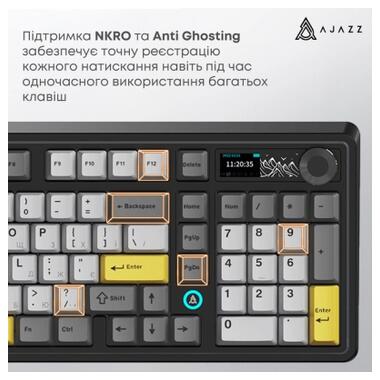 Клавиатура Ajazz AK980 V2 Maillard Switch Wireless/Bluetooth/USB UA Black/Grey/Yellow (AK980-V2-M-BGY) фото №10