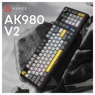 Клавиатура Ajazz AK980 V2 Maillard Switch Wireless/Bluetooth/USB UA Black/Grey/Yellow (AK980-V2-M-BGY) фото №2