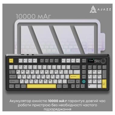 Клавиатура Ajazz AK980 V2 Maillard Switch Wireless/Bluetooth/USB UA Black/Grey/Yellow (AK980-V2-M-BGY) фото №7