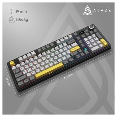 Клавиатура Ajazz AK980 V2 Maillard Switch Wireless/Bluetooth/USB UA Black/Grey/Yellow (AK980-V2-M-BGY) фото №12