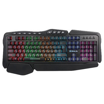 Клавіатура REAL-EL 8900 RGB Macro Gaming USB чорна фото №1