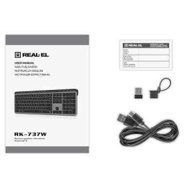 Клавиатура Real-El RK-737W беспроводная Bluetooth, чёрно-серая (EL123100060) фото №9