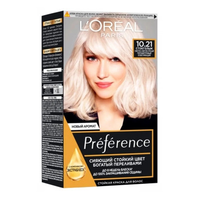 Фарба для волосся L'Oreal Paris Preference 10.21 - Світло-світло русявий перламутровий (3600521042687) фото №1