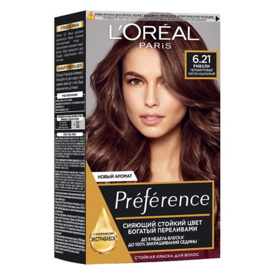Фарба для волосся L'Oreal Paris Preference 6.21 - Перламутровий світло-каштановий (3600523018284) фото №1