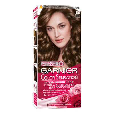 Фарба для волосся Garnier Color Sensation 5.0 Сяючий світло-каштановий 110 мл (3600541135833) фото №1