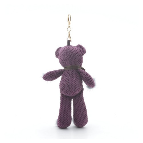 Брелок Мишка с помпонами Фиолетовый фото №3