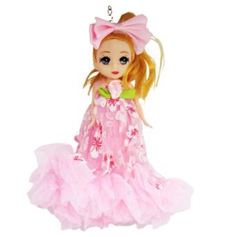 Лялька-брелок з бантом Троянда, рожева (ASR177) фото №1