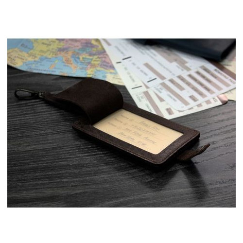 Бірка для багажу Blank Note Бланк-тег Темно-коричнева Карбон (BN-TAG-1-o-karbon) фото №4