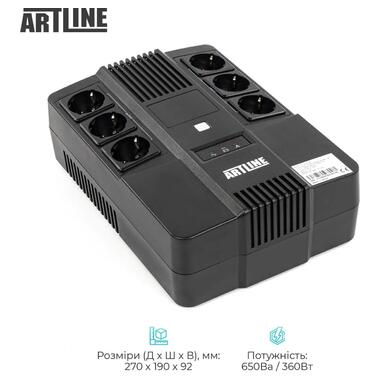 ДБЖ (UPS) лінійно - інтерактивний Artline AIO 650, 650VA/360W, LED, 6 x Schuko (ALAIO650) фото №2