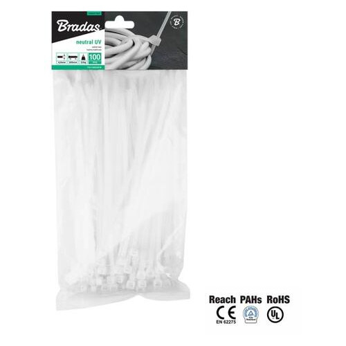 Кабельні стяжки Bradas NEUTRAL пластикові білі 4.8х300 мм TS1148300N фото №1