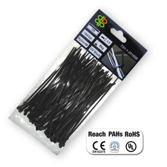 Стяжки кабельні Bradas UV BLACK пластикові 7.6х250 мм TS1176250B фото №1