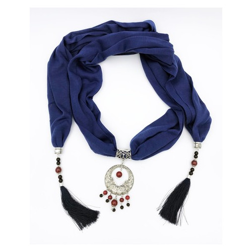Женский шарф-платок Runmeifa SW940 с подвесным ожерельем, синий фото №2