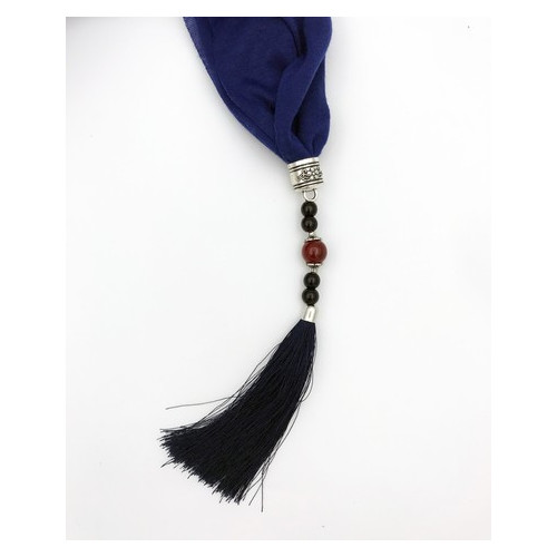 Женский шарф-платок Runmeifa SW940 с подвесным ожерельем, синий фото №4