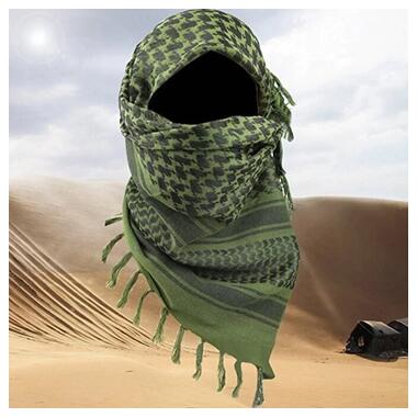 Хустка шарф арафатка, шемаг, куфія 110см - Black/Green фото №2