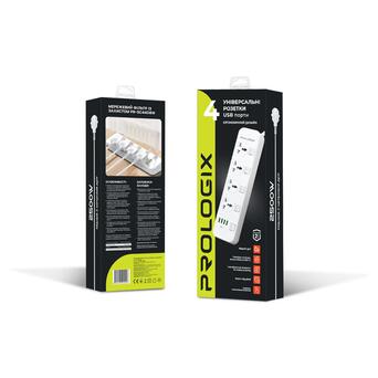 Фильтр питания ProLogix Premium (PR-SC4408W) 4 розетки, 4 USB, 2 м, белый фото №3
