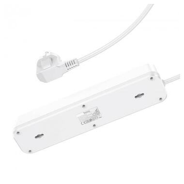 Подовжувач мережевий HOCO Aura 4-bit extension Cable socket fast charge NS1 |2USB/1Type-C, 4Sockets, 4000W, 20W/3A, PD/QC, 1.8m| білий фото №3