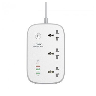 Подовжувач мережевий LDNIO c Wi-Fi SCW3451 |3USB/1Type-C, 3Sockets. QC/PD, 30W/10A, 2m EU Plug| білий фото №1