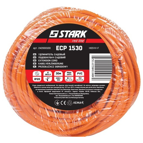 Подовжувач Stark ECP 1530 (242000100) 1 розетка, 30 м, помаранчевий фото №3