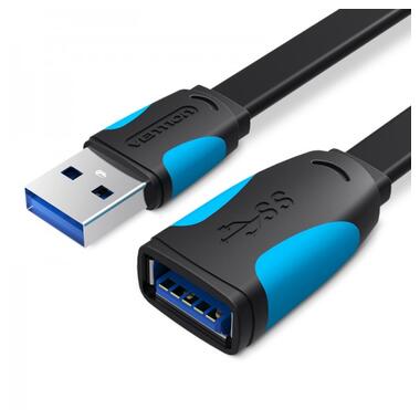 Подовжувач Vention Flat USB-USB 1.5m, Black (VAS-A13-B150) фото №1