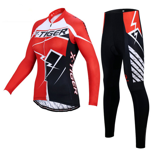 Вело костюм жіночий X-Tiger XW-CT-154 Red 2XL кофта з довгим рукавом та штани фото №1