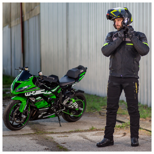 Чоловіча мото-куртка W-TEC Meltsch NF-2301 - чорна із зеленими неоновими вставками/ розмір 5XL (15147-5XL) фото №4