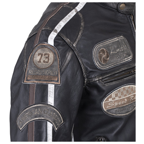 Чоловіча шкіряна мотокуртка W-TEC Sheawen Vintage - чорна розмір 3XL (20558-3XL) фото №12