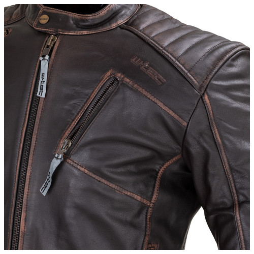 Шкіряна мото куртка W-TEC Embracer - темно-коричнева / S (21751-S) фото №9
