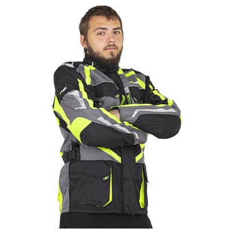 Чоловіча мото-куртка W-TEC Burdys Evo - розмір 3XL, чорно-сіро-зелена (21360-3XL-1) фото №2
